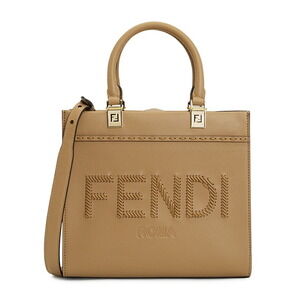 FENDI FF Jacquard Shopper Tote Shoulder Bag Brown